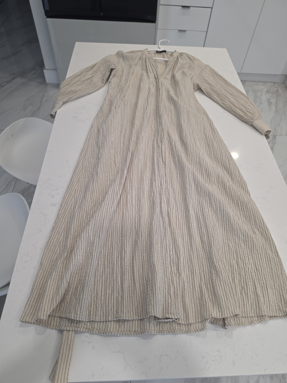 Zara Beige Striped Maxi Dress